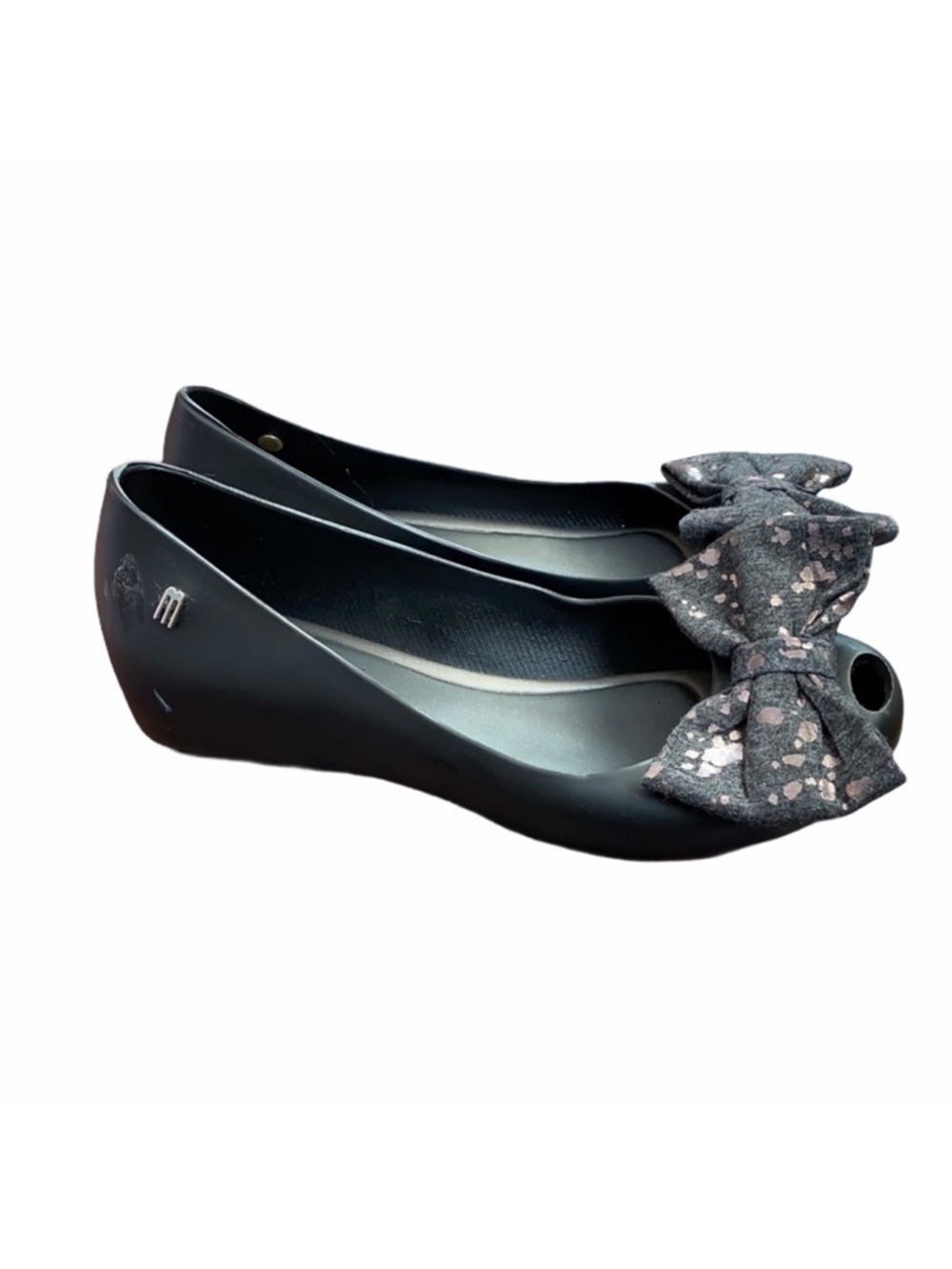 Melissa Girl’s Black Bow Flats Size 2